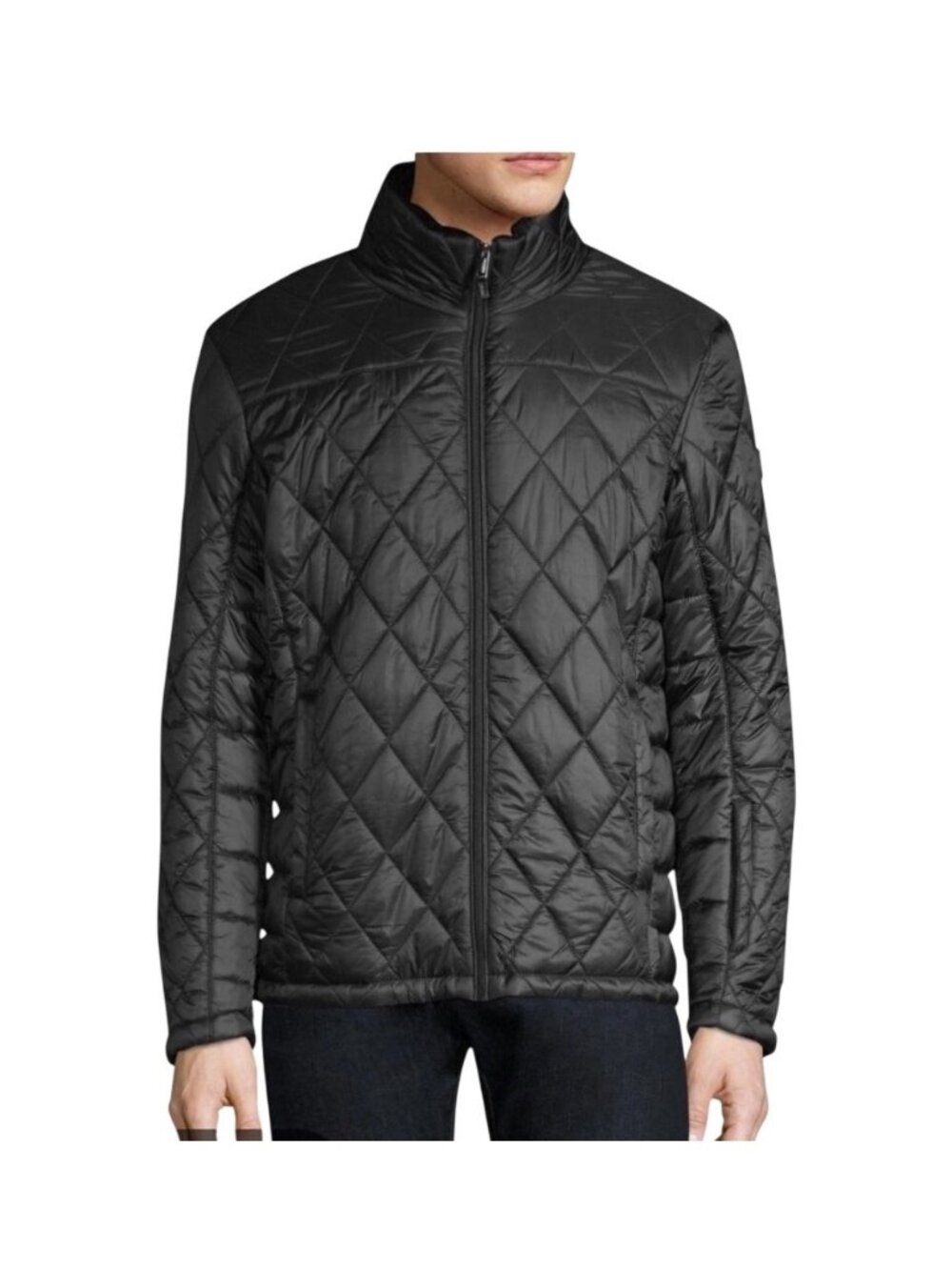 Tumi Transit Black Diamond Quilted puffer Jacket faux fur Collar Full Zip XL Win